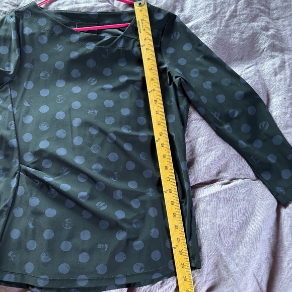 Porto San Francisco Long sleeved black with blue dots blouse Size 2 - Picture 12 of 13